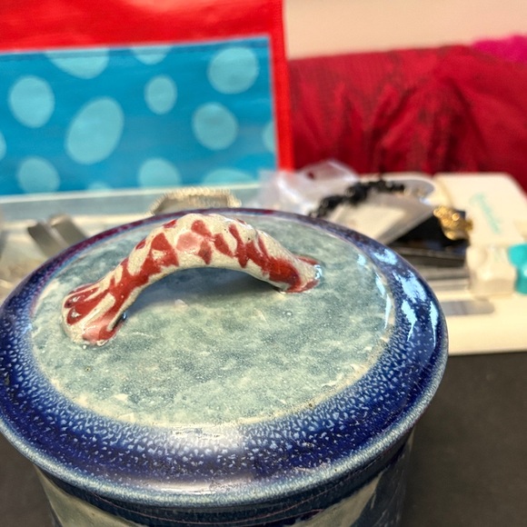 Artistic Scott Barnium Ceramic Jar with Fish Motif - Picture 3 of 11